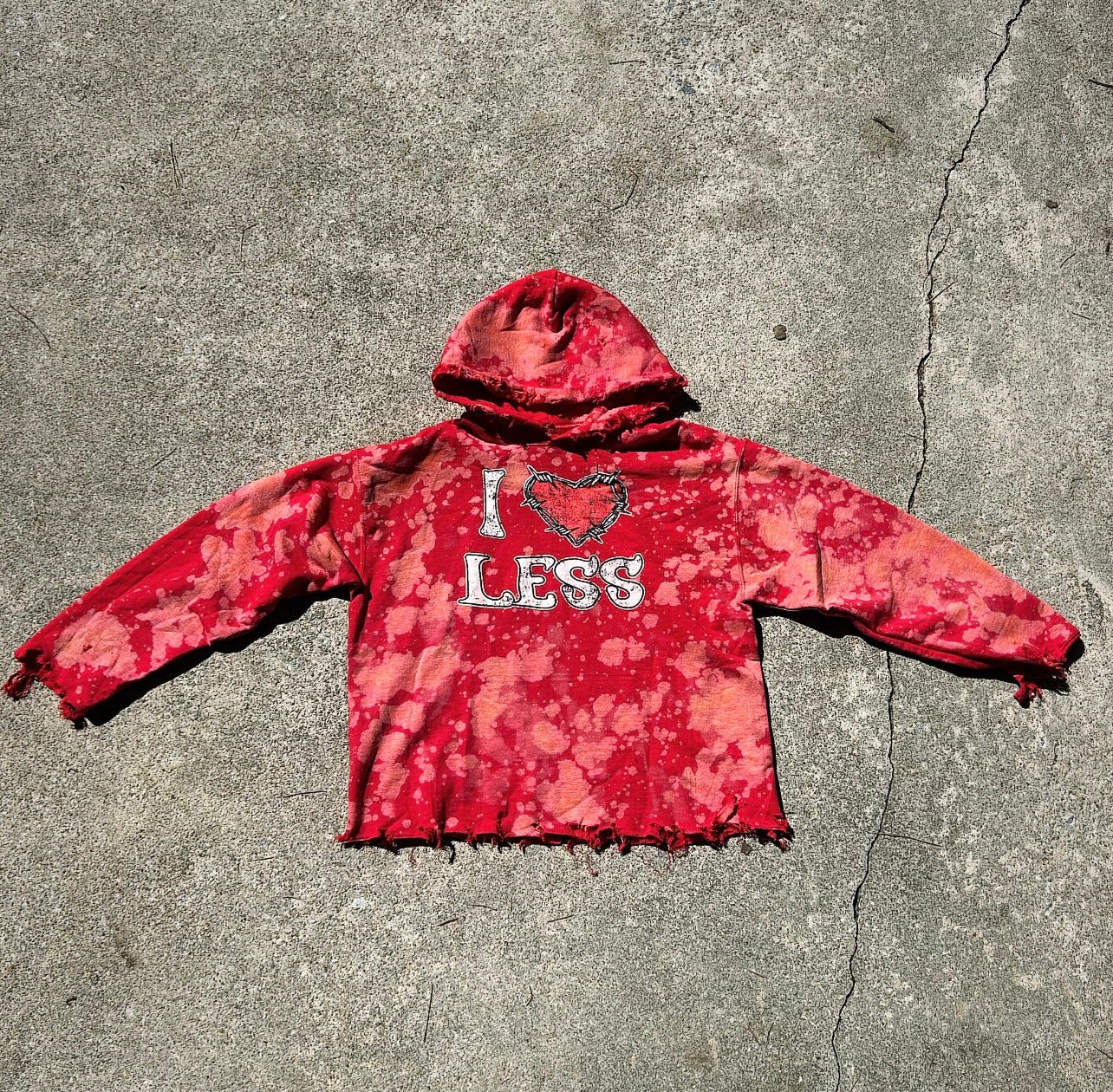 "I LUV LESS" ACID WAHSED HOODIE *CROPPED*
