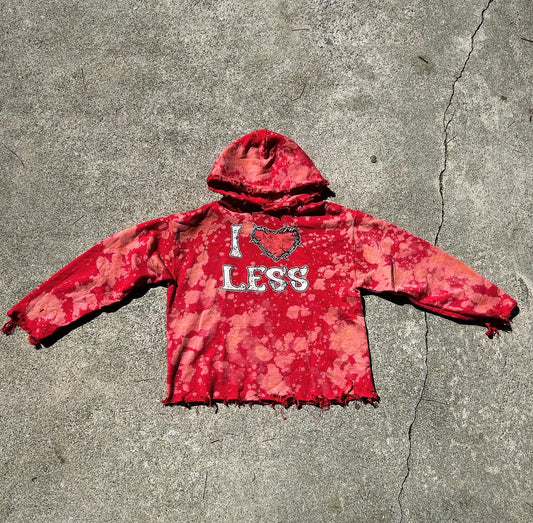 "I LUV LESS" ACID WAHSED HOODIE *CROPPED*